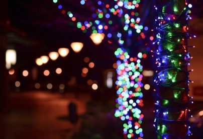 lights at a christmas market