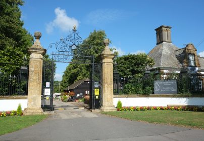 South Lytchett Manor front gates. 5 star camping in Dorset.