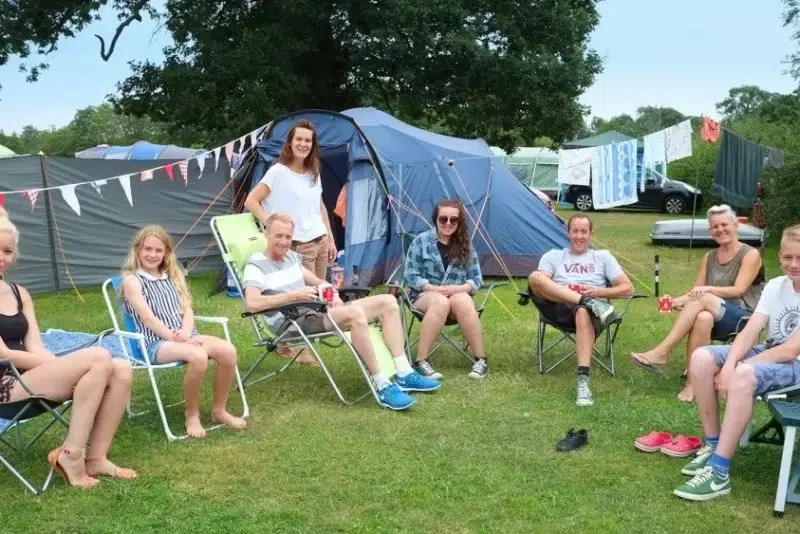 family enjoying camping holiday in dorset