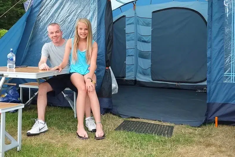 father and daughter campsite