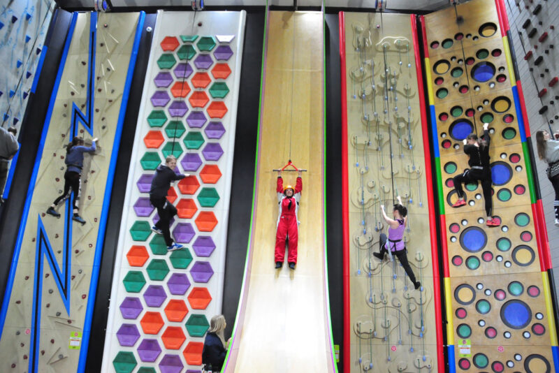 clip n climb walls at rock reef on bournemouth pier