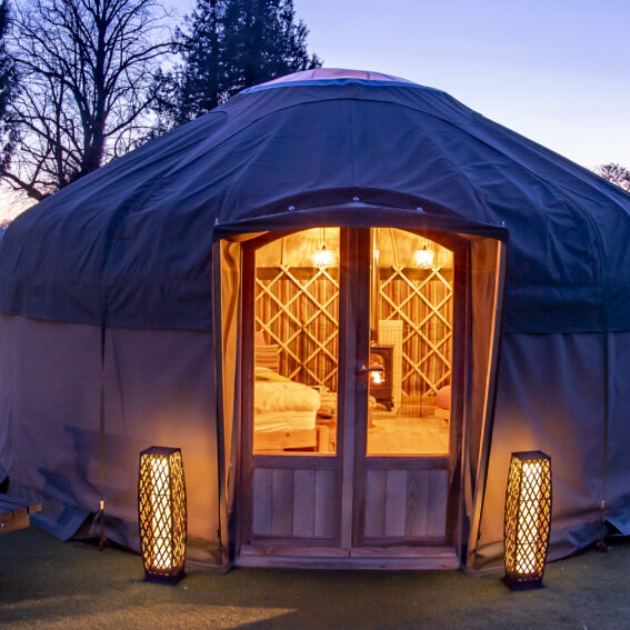 Yurt at night